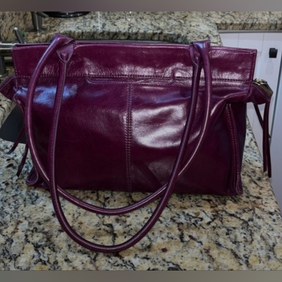 HOBO Borne Zip Top Tote in Rich Purple Smooth Leather - Picture 2 of 5